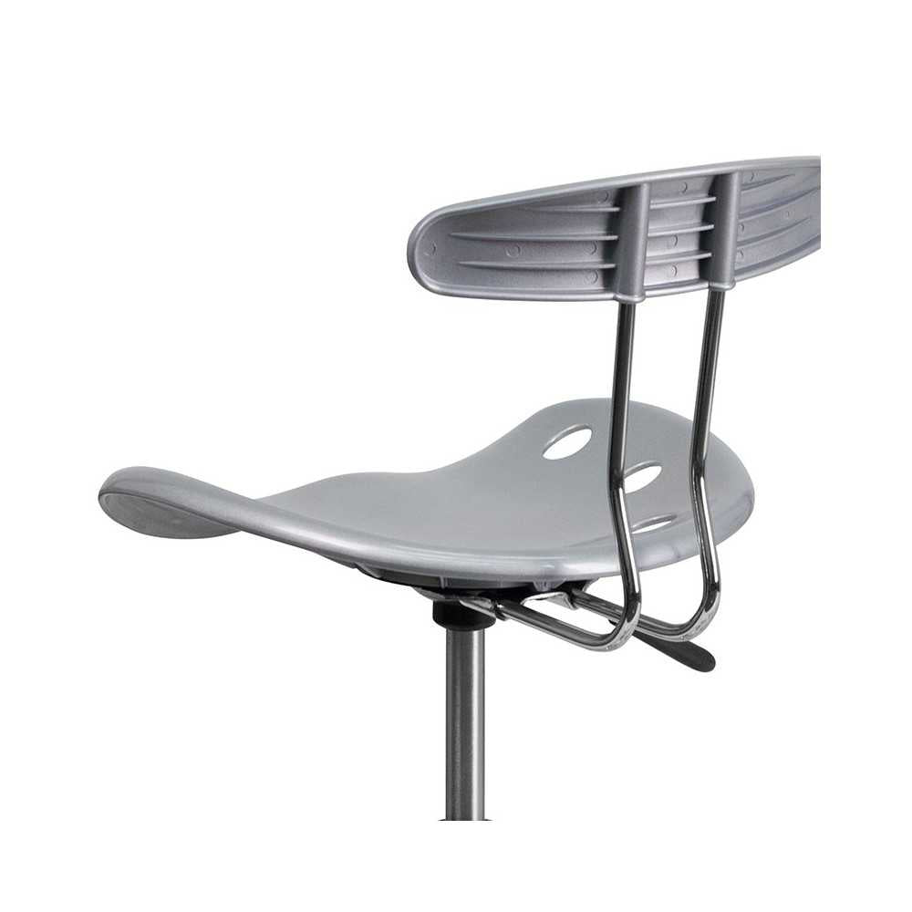 Vibrant Silver and Chrome Drafting Stool with Tractor Seat