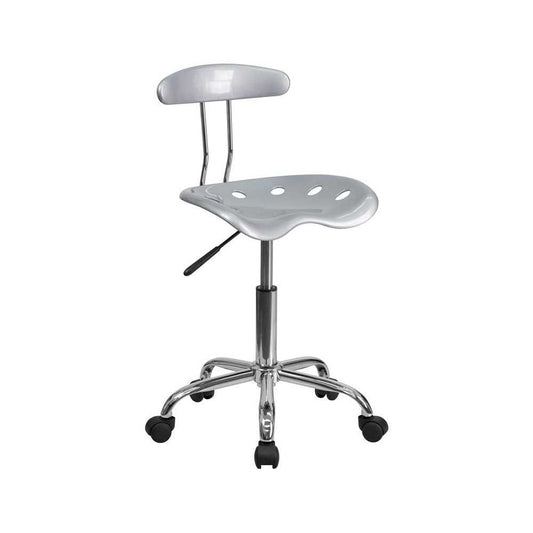 Vibrant Silver and Chrome Swivel Task Office Chair with Tractor Seat