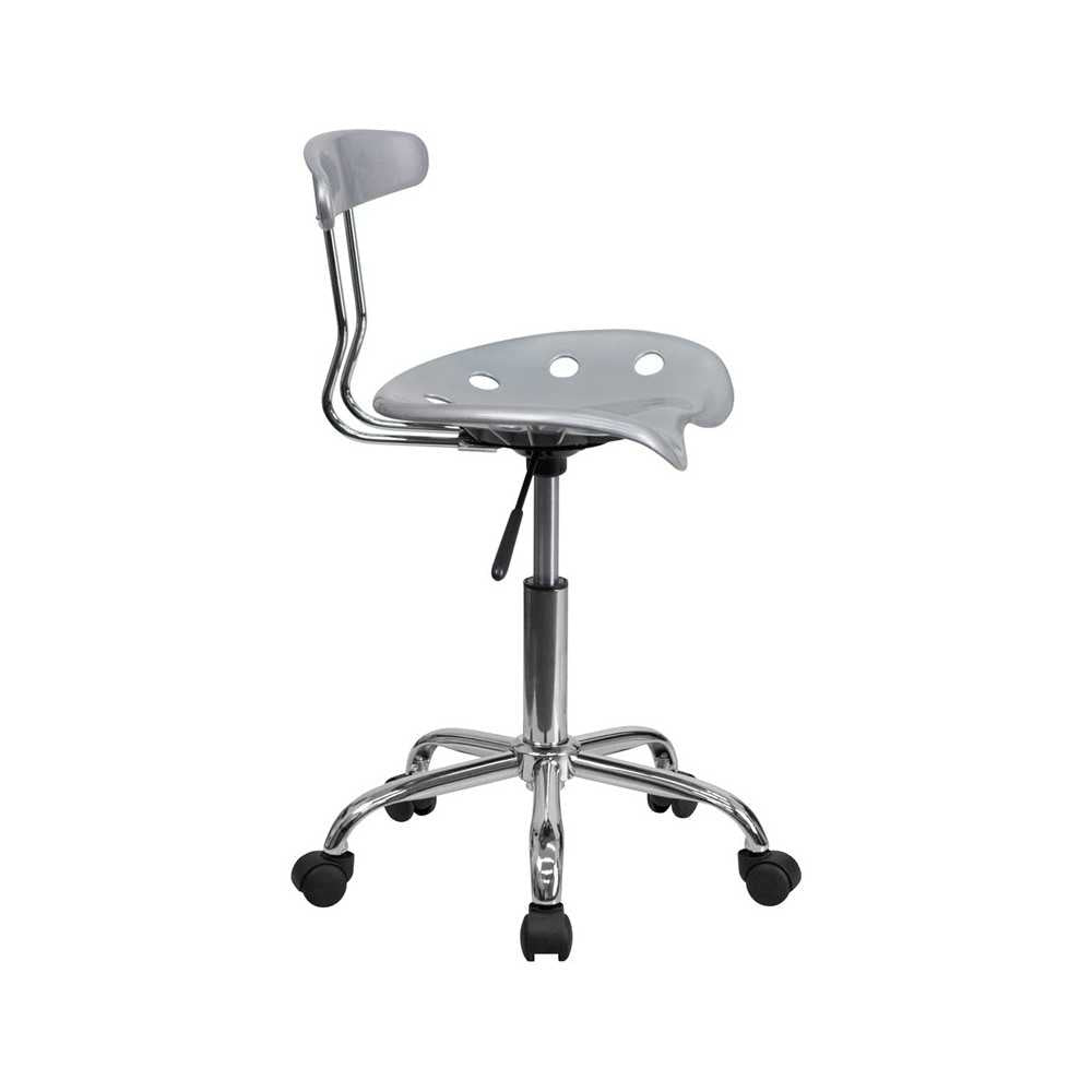 Vibrant Silver and Chrome Swivel Task Office Chair with Tractor Seat