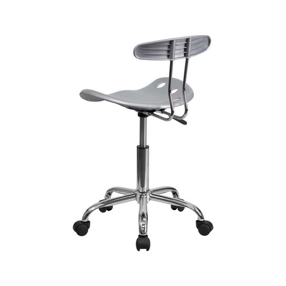 Vibrant Silver and Chrome Swivel Task Office Chair with Tractor Seat