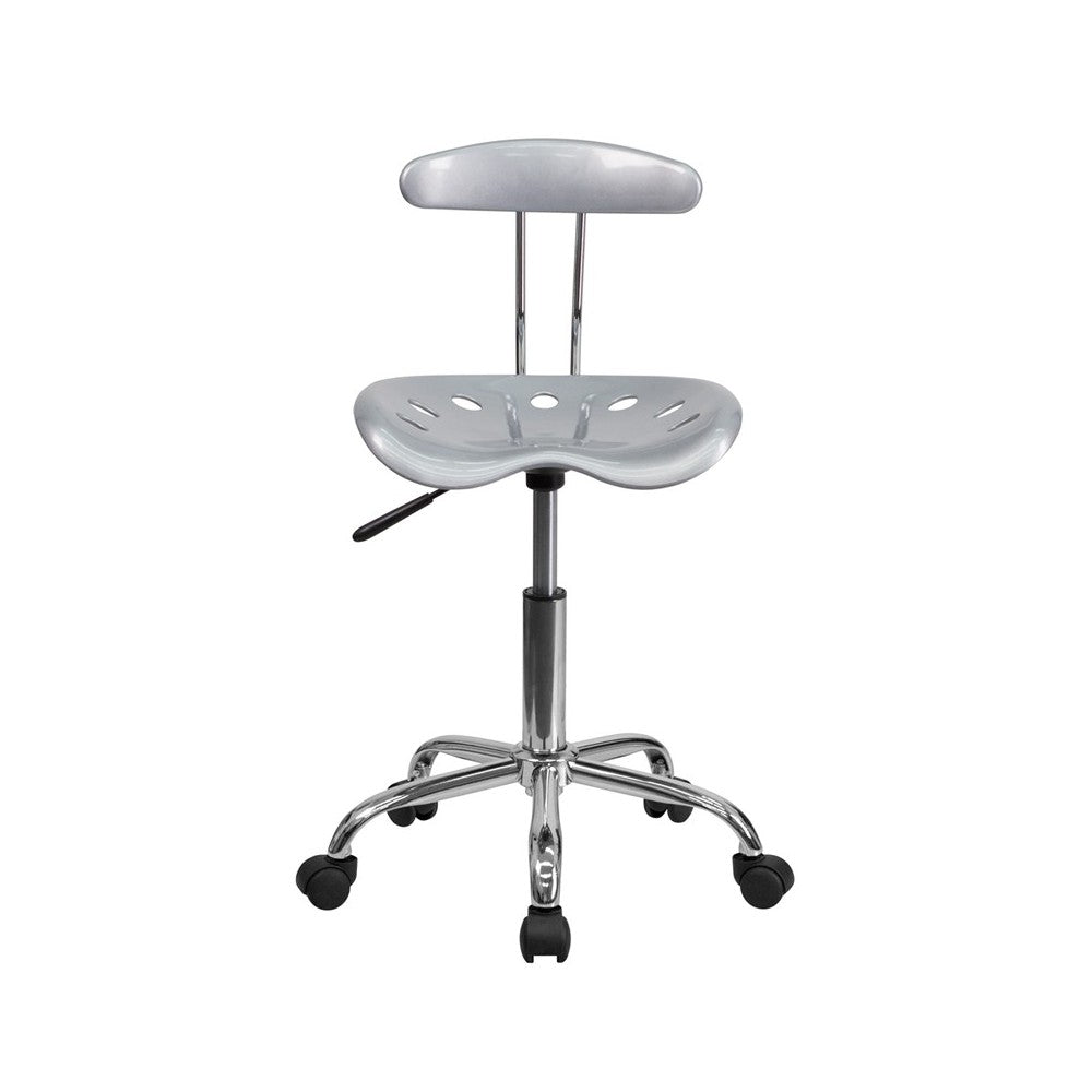 Vibrant Silver and Chrome Swivel Task Office Chair with Tractor Seat