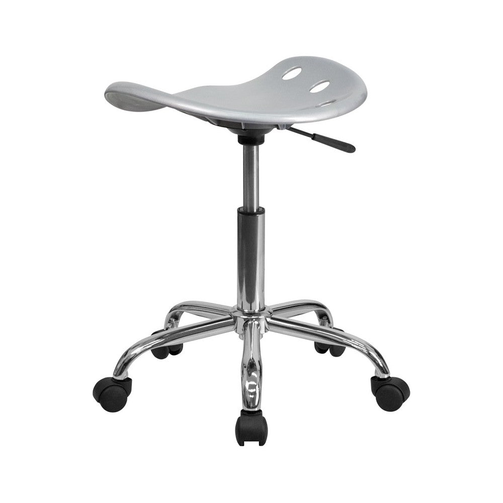 Vibrant Silver Tractor Seat and Chrome Stool