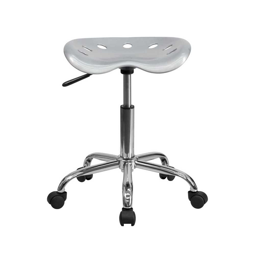 Vibrant Silver Tractor Seat and Chrome Stool