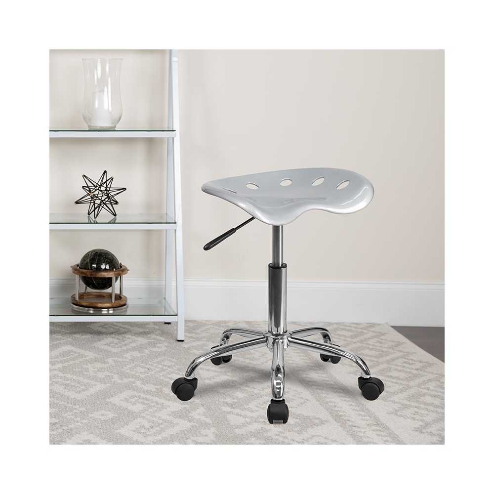 Vibrant Silver Tractor Seat and Chrome Stool