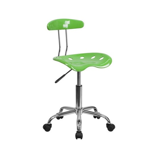 Vibrant Spicy Lime and Chrome Swivel Task Office Chair with Tractor Seat