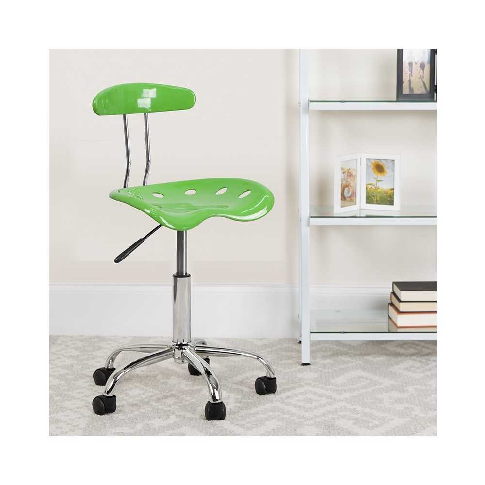 Vibrant Spicy Lime and Chrome Swivel Task Office Chair with Tractor Seat