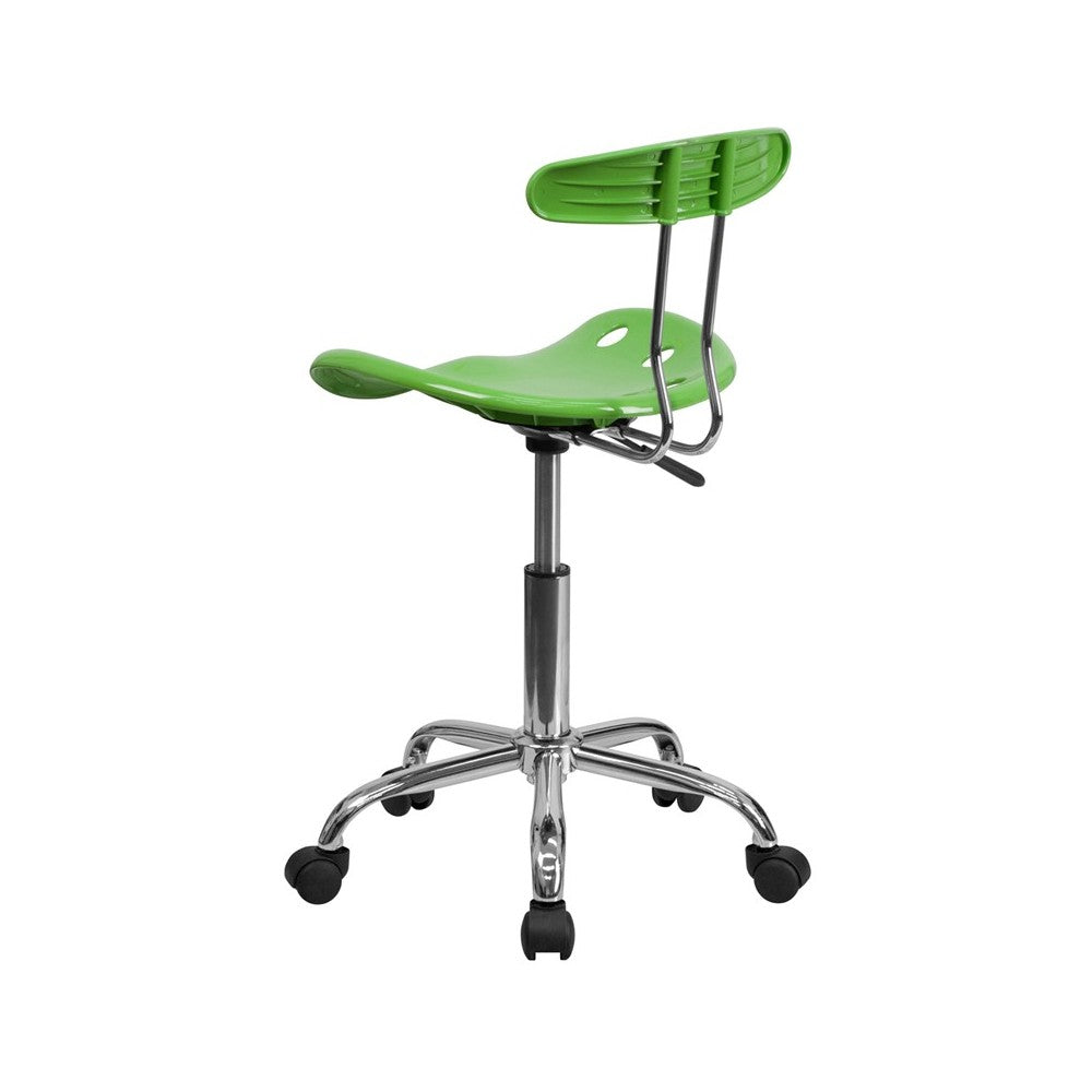 Vibrant Spicy Lime and Chrome Swivel Task Office Chair with Tractor Seat