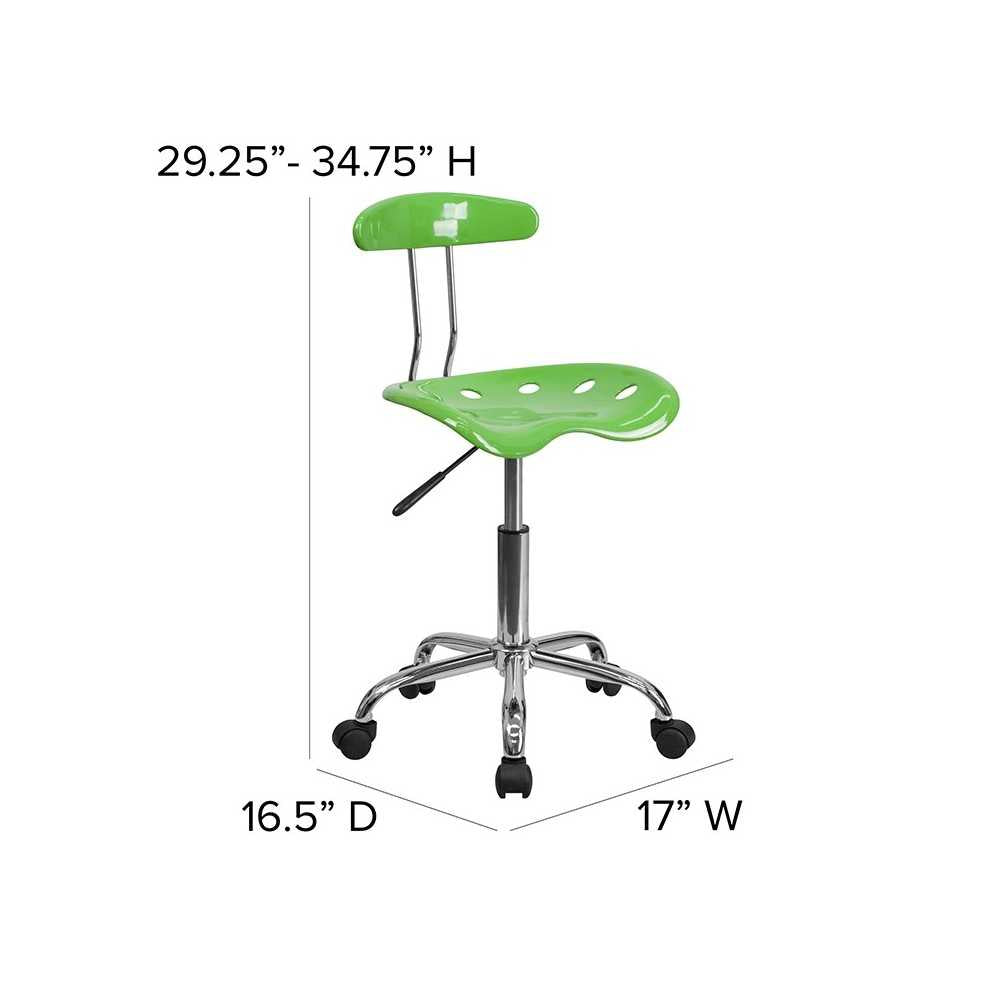 Vibrant Spicy Lime and Chrome Swivel Task Office Chair with Tractor Seat