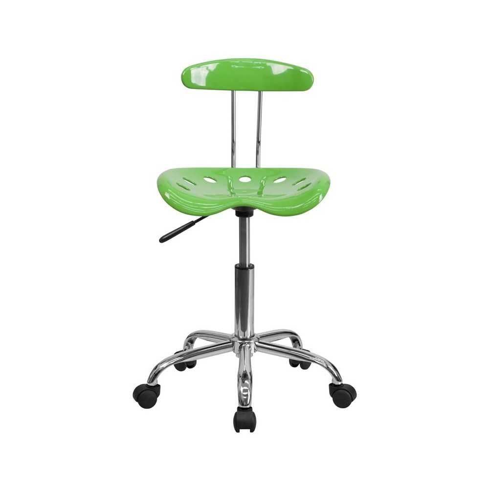 Vibrant Spicy Lime and Chrome Swivel Task Office Chair with Tractor Seat