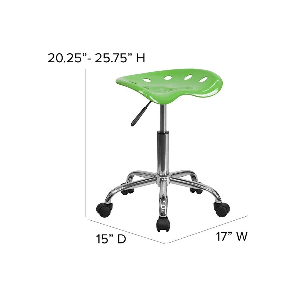 Vibrant Spicy Lime Tractor Seat and Chrome Stool