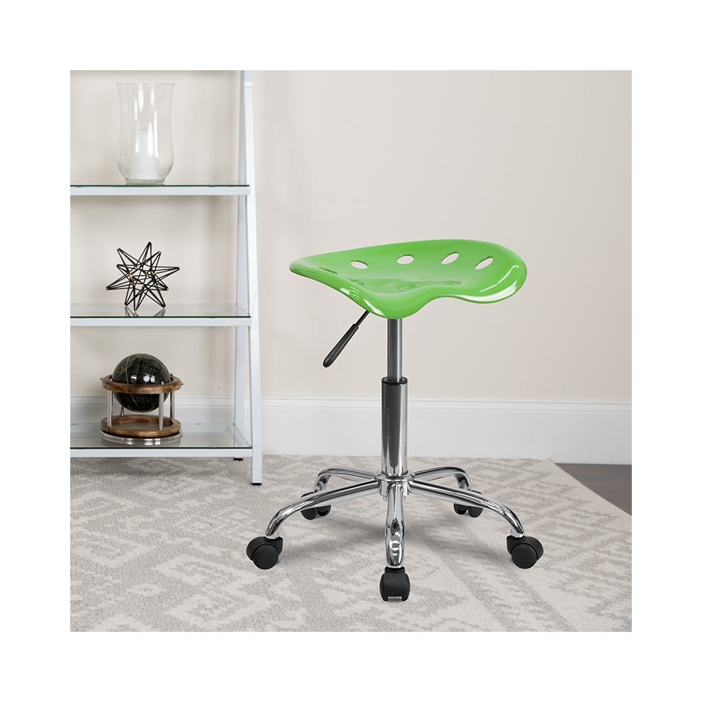 Vibrant Spicy Lime Tractor Seat and Chrome Stool