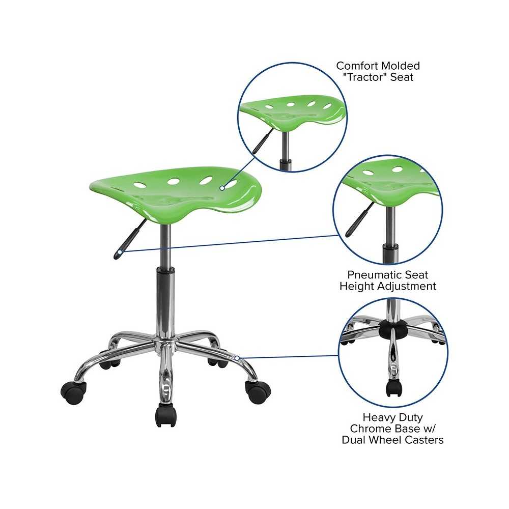 Vibrant Spicy Lime Tractor Seat and Chrome Stool