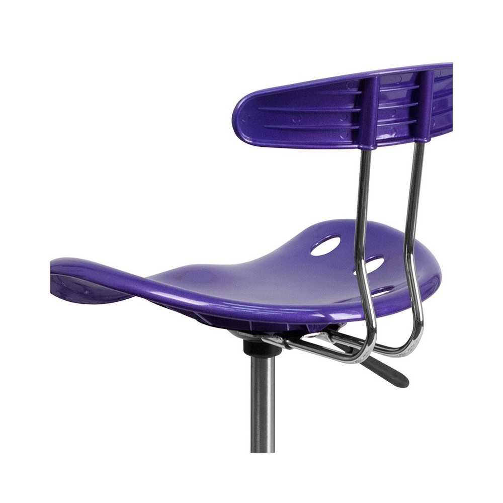 Vibrant Violet and Chrome Drafting Stool with Tractor Seat