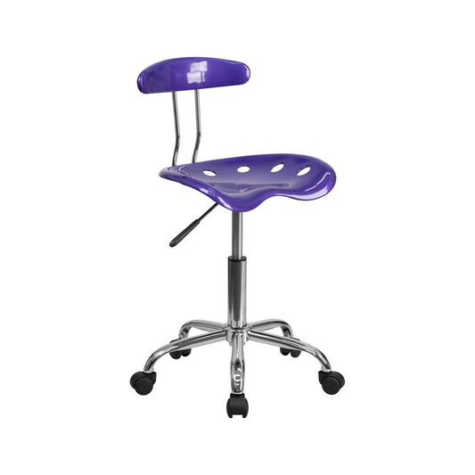 Vibrant Violet and Chrome Swivel Task Office Chair with Tractor Seat