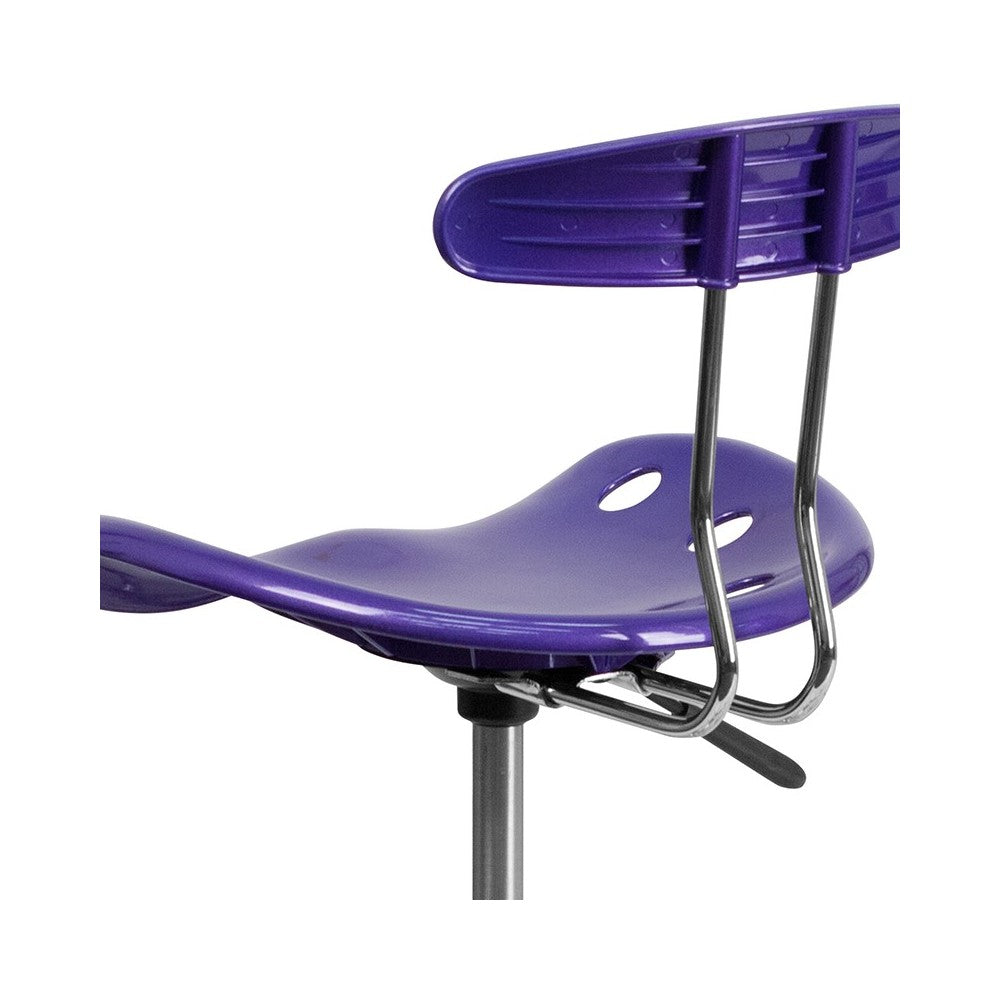 Vibrant Violet and Chrome Swivel Task Office Chair with Tractor Seat