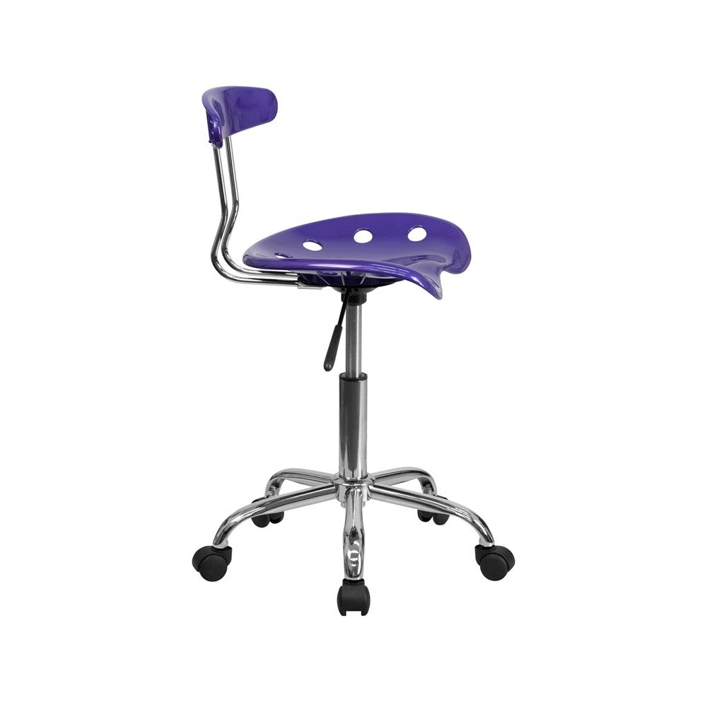 Vibrant Violet and Chrome Swivel Task Office Chair with Tractor Seat