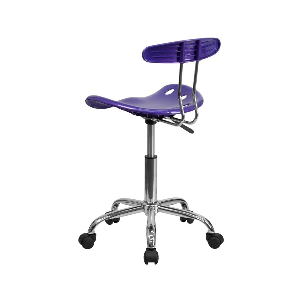 Vibrant Violet and Chrome Swivel Task Office Chair with Tractor Seat