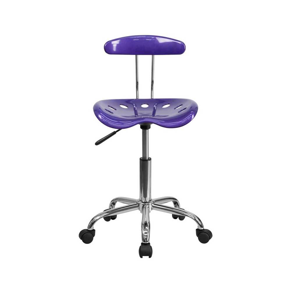 Vibrant Violet and Chrome Swivel Task Office Chair with Tractor Seat