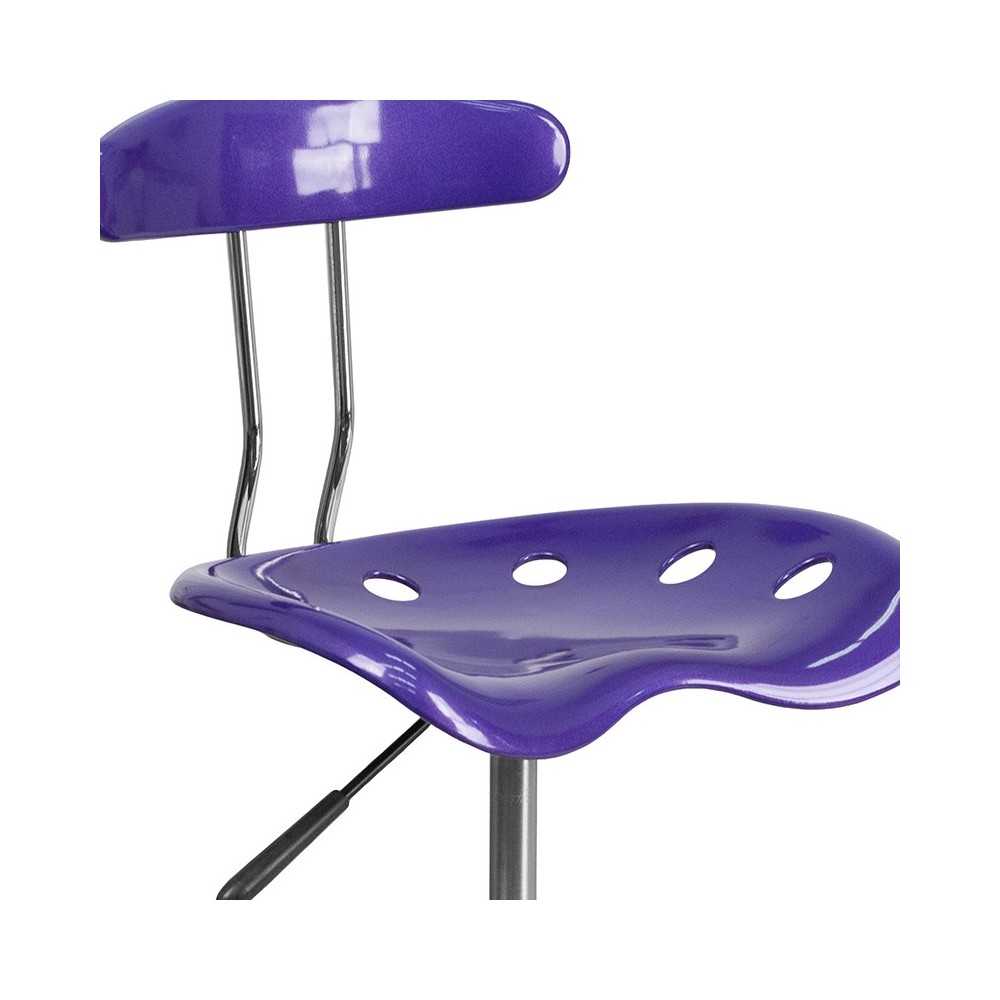 Vibrant Violet and Chrome Swivel Task Office Chair with Tractor Seat