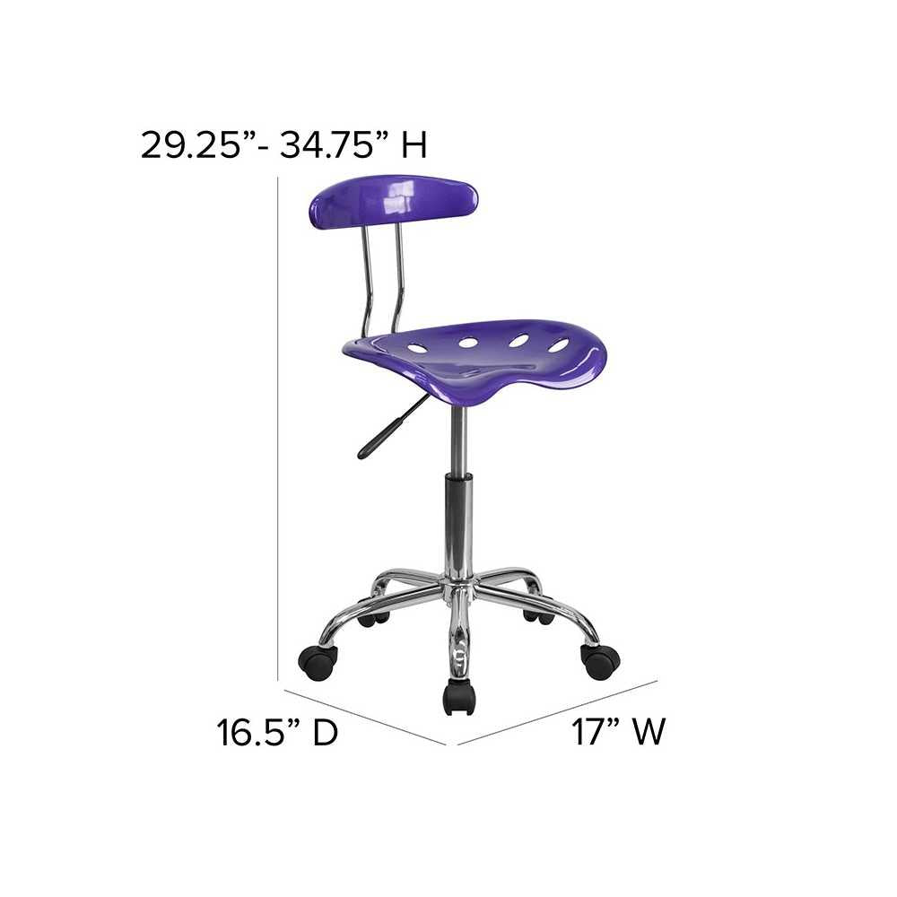 Vibrant Violet and Chrome Swivel Task Office Chair with Tractor Seat