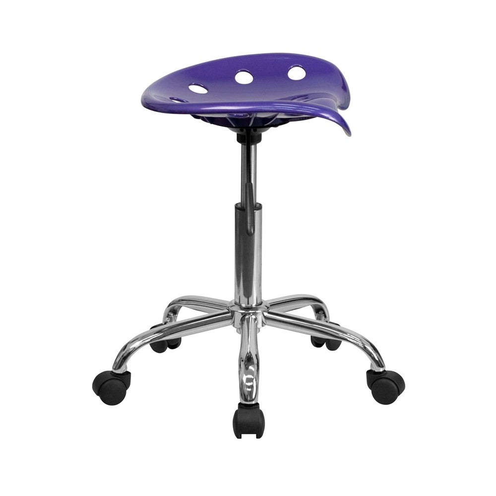 Vibrant Violet Tractor Seat and Chrome Stool