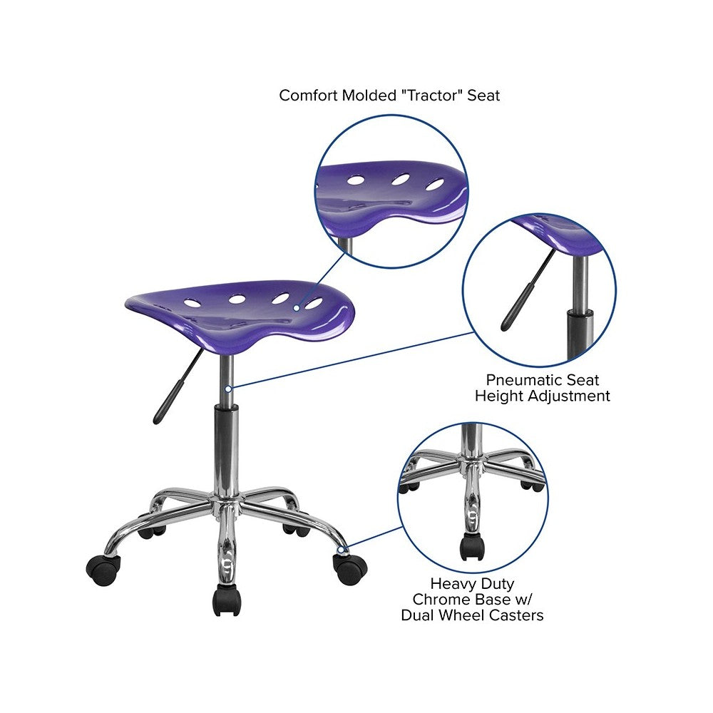 Vibrant Violet Tractor Seat and Chrome Stool