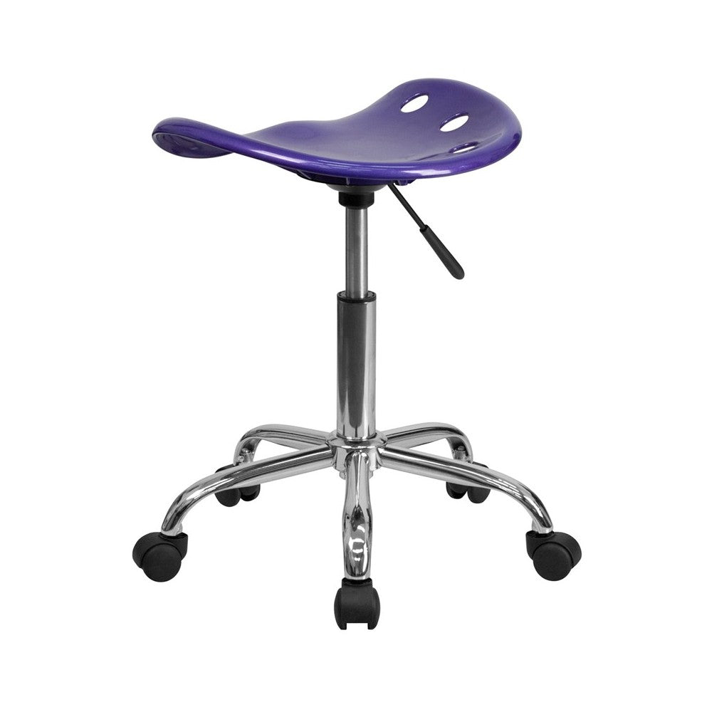 Vibrant Violet Tractor Seat and Chrome Stool