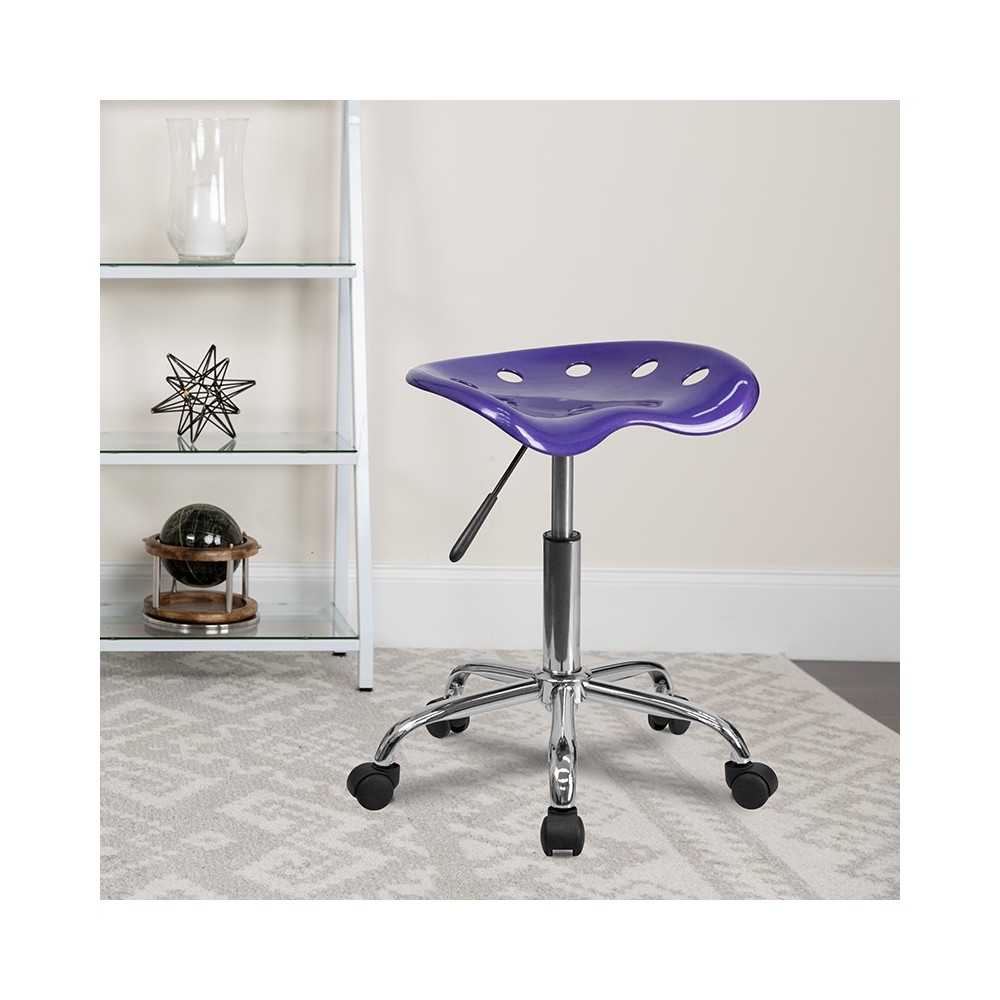 Vibrant Violet Tractor Seat and Chrome Stool