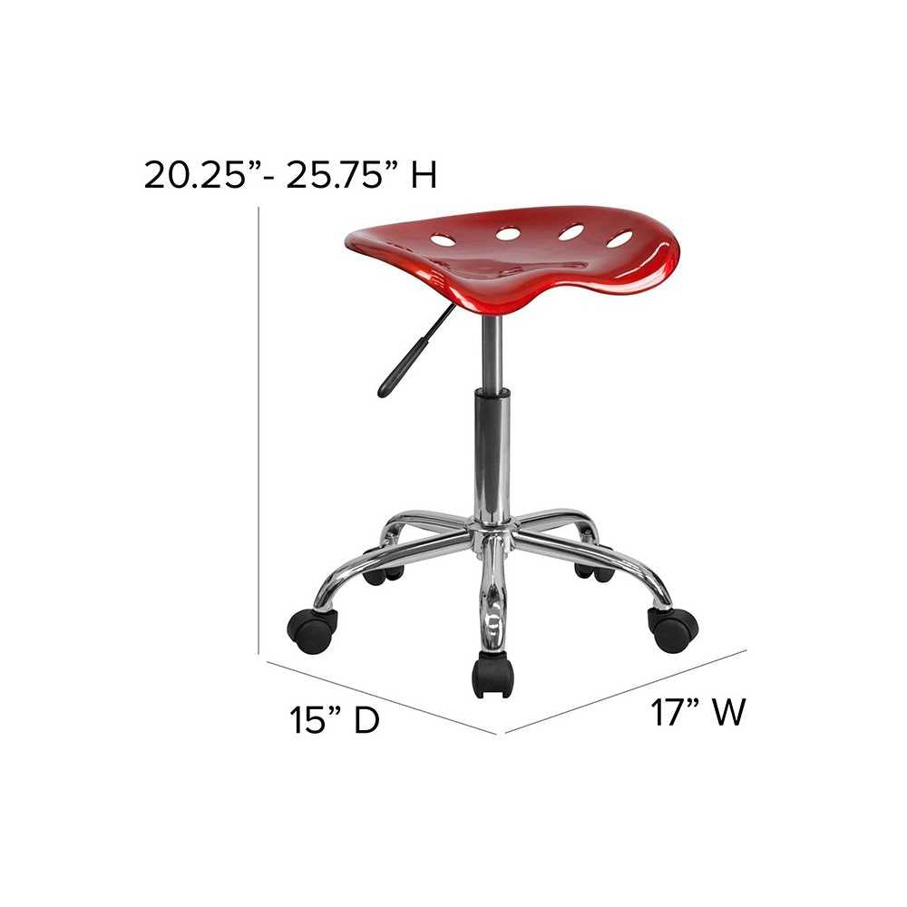 Vibrant Wine Red Tractor Seat and Chrome Stool