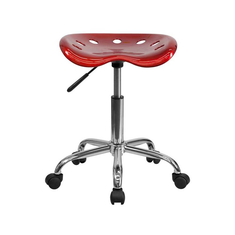 Vibrant Wine Red Tractor Seat and Chrome Stool