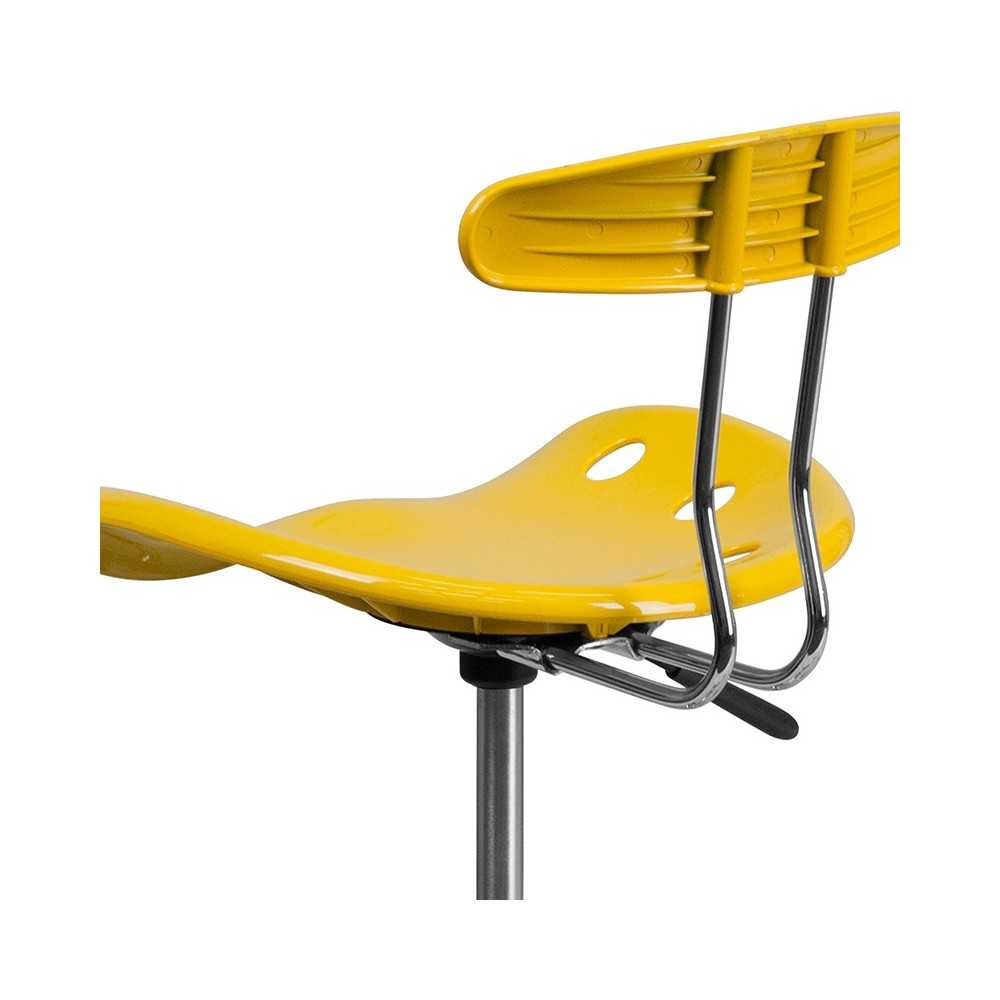 Vibrant Yellow and Chrome Drafting Stool with Tractor Seat