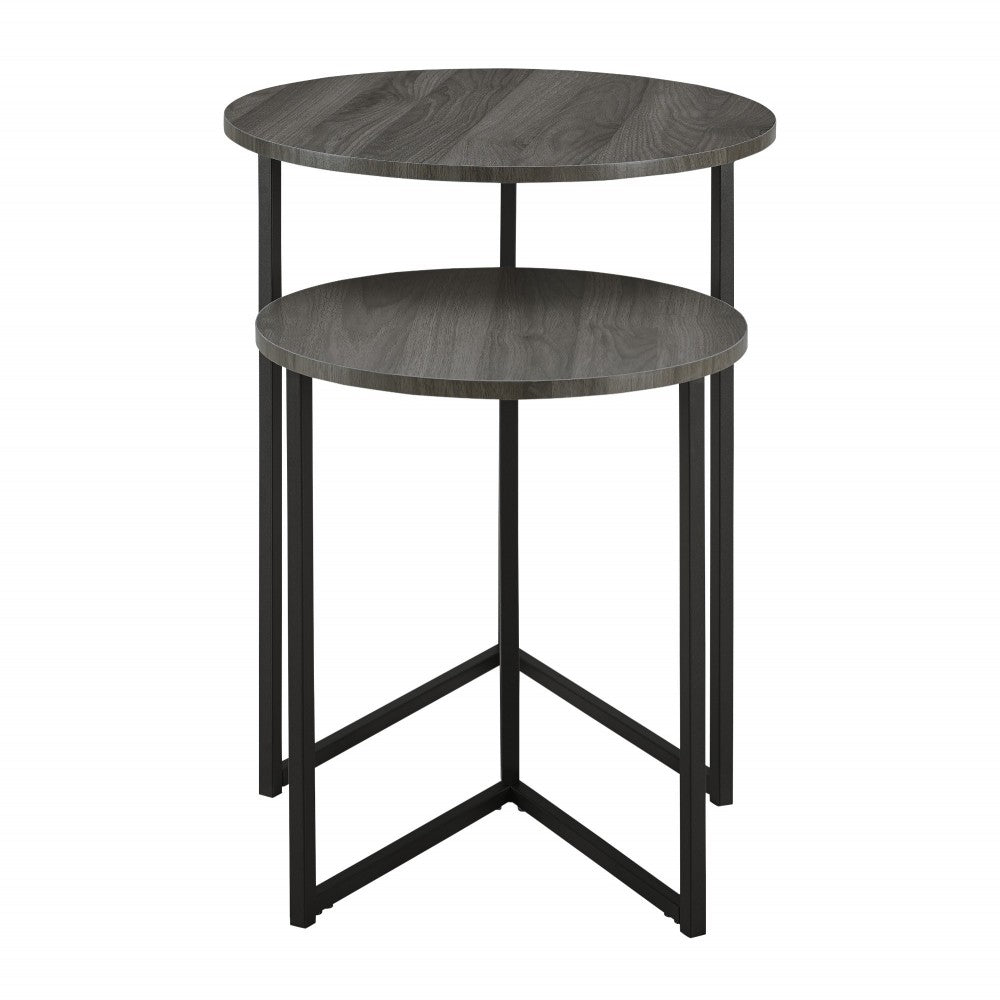 Victoria 2-Piece V Leg Nesting Side Tables - Slate Gray/Black