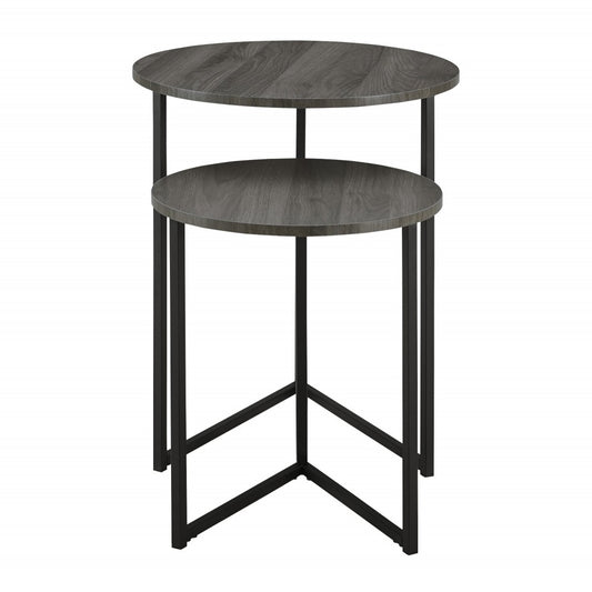 Victoria 2-Piece V Leg Nesting Side Tables - Slate Gray/Black