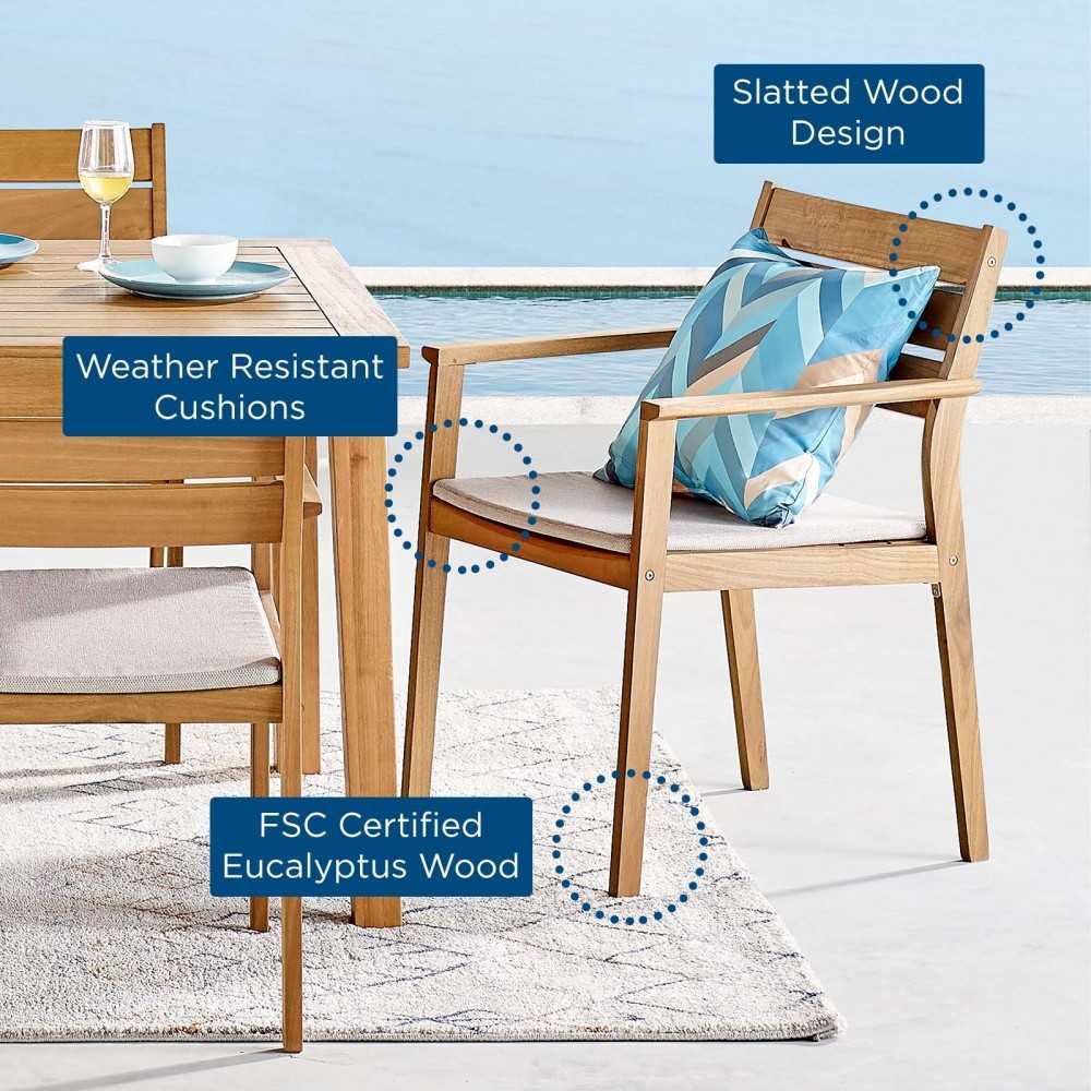 Viewscape Outdoor Patio Ash Wood Dining Armchair