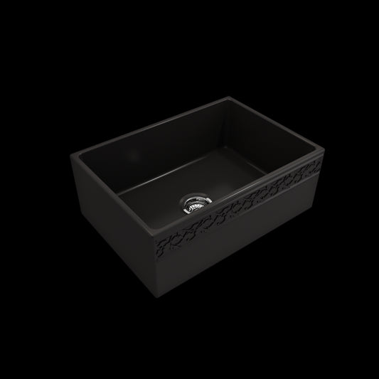 Vigneto Apron Front Fireclay 27 in. Single Bowl Kitchen Sink with Protective Bottom Grid and Strainer in Matte Black