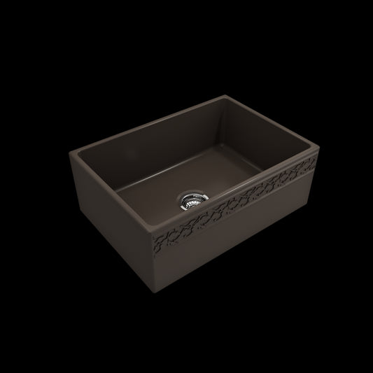 Vigneto Apron Front Fireclay 27 in. Single Bowl Kitchen Sink with Protective Bottom Grid and Strainer in Matte Brown