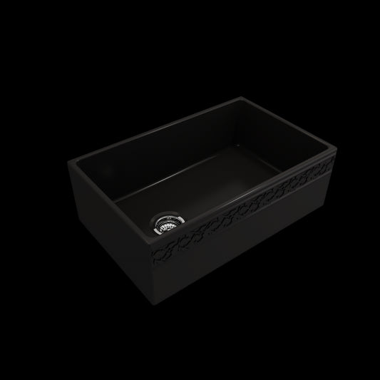 Vigneto Apron Front Fireclay 30 in. Single Bowl Kitchen Sink with Protective Bottom Grid and Strainer in Matte Black