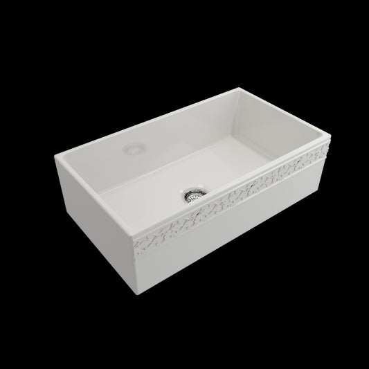 Vigneto Apron Front Fireclay 33 in. Single Bowl Kitchen Sink with Protective Bottom Grid and Strainer in White