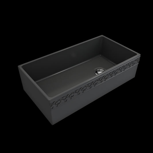 Vigneto Apron Front Fireclay 36 in. Single Bowl Kitchen Sink with Protective Bottom Grid and Strainer in Matte Dark Gray