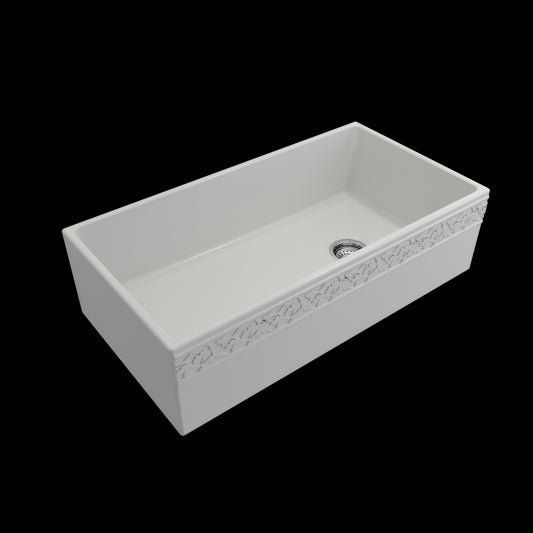 Vigneto Apron Front Fireclay 36 in. Single Bowl Kitchen Sink with Protective Bottom Grid and Strainer in Matte White