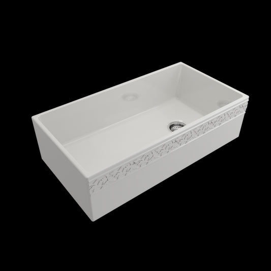 Vigneto Apron Front Fireclay 36 in. Single Bowl Kitchen Sink with Protective Bottom Grid and Strainer in White