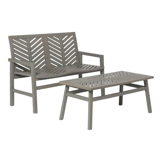 Vincent 2-Piece Chevron Outdoor Patio Chat Set - Gray Wash