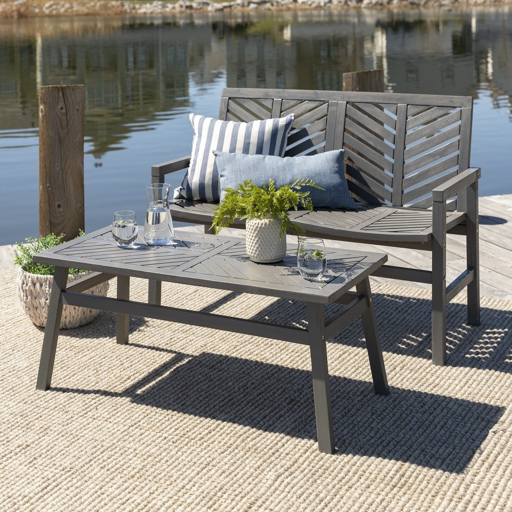 Vincent 2-Piece Chevron Outdoor Patio Chat Set - Gray Wash