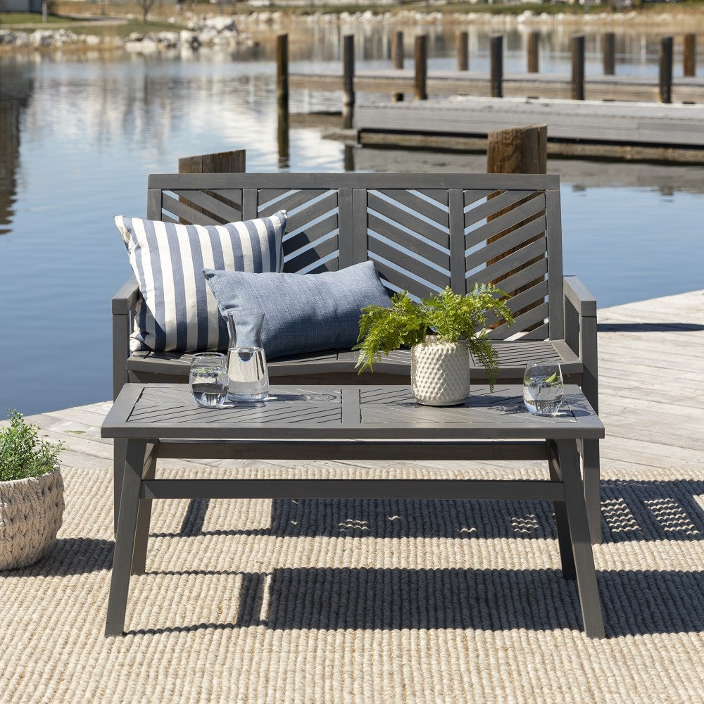Vincent 2-Piece Chevron Outdoor Patio Chat Set - Gray Wash