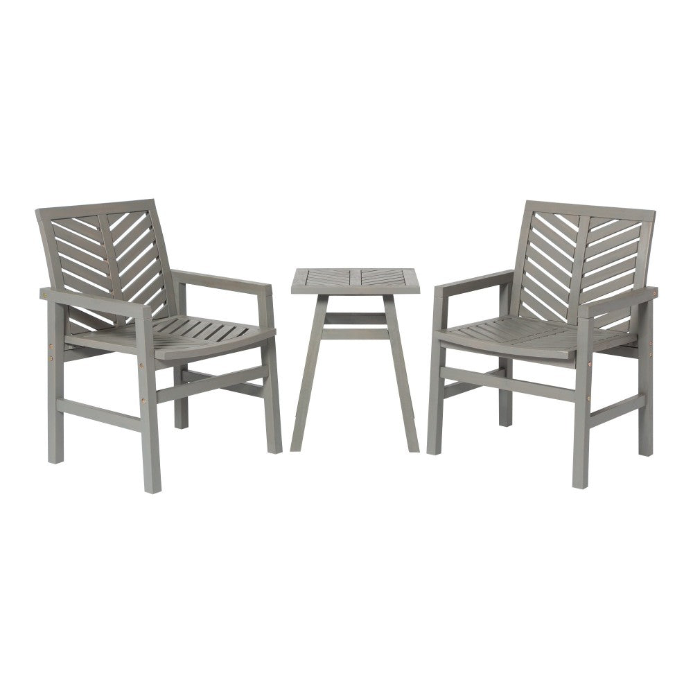 Vincent 3-Piece Chevron Outdoor Patio Chat Set - Gray Wash