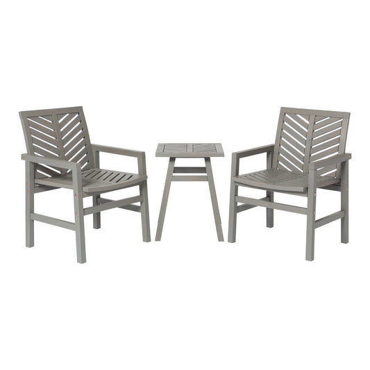 Vincent 3-Piece Chevron Outdoor Patio Chat Set - Gray Wash