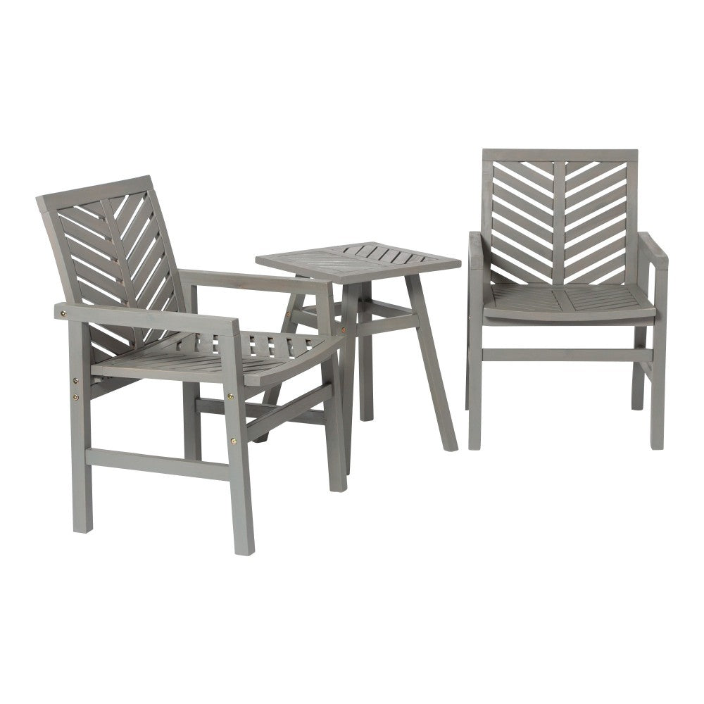 Vincent 3-Piece Chevron Outdoor Patio Chat Set - Gray Wash