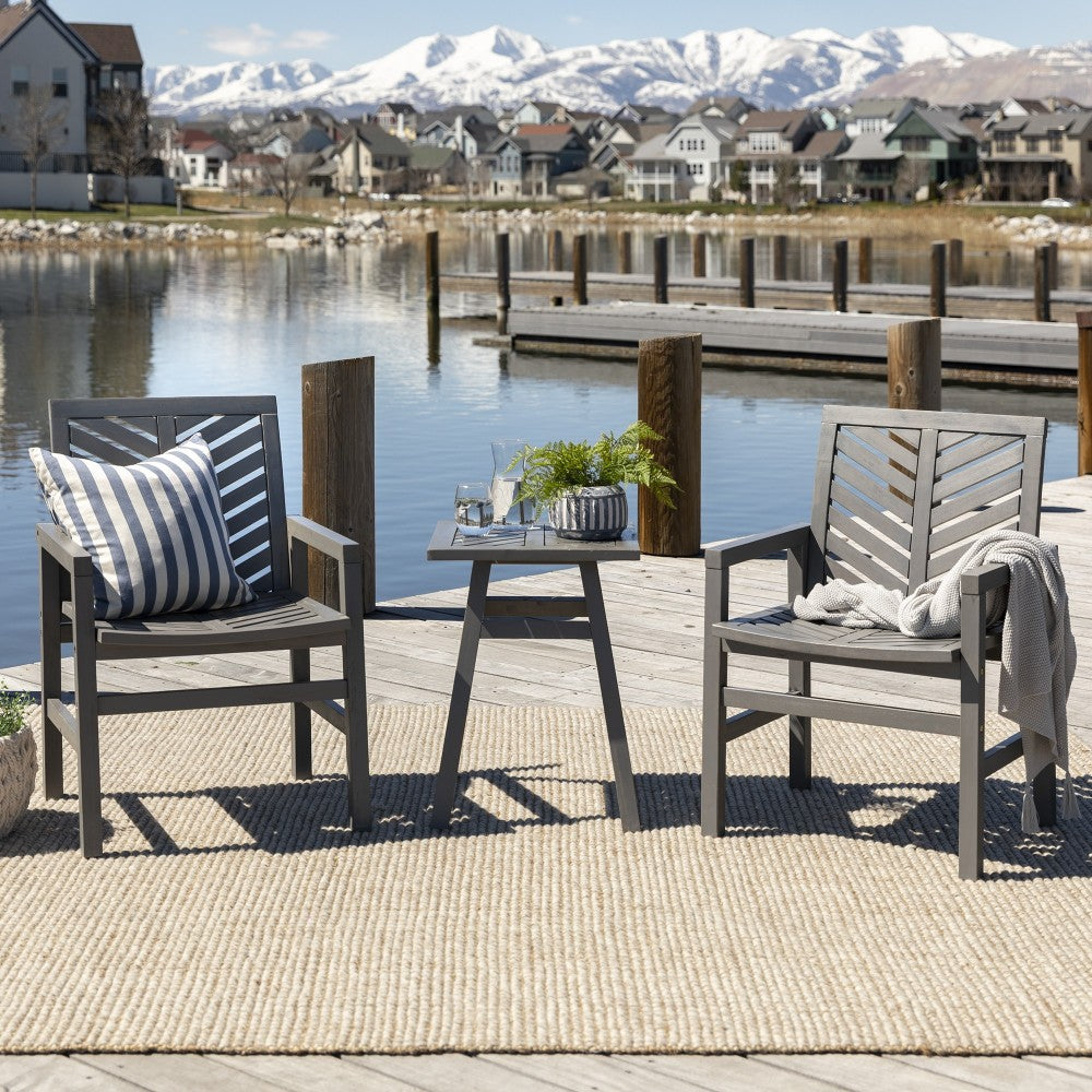 Vincent 3-Piece Chevron Outdoor Patio Chat Set - Gray Wash