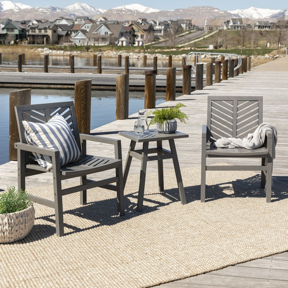 Vincent 3-Piece Chevron Outdoor Patio Chat Set - Gray Wash