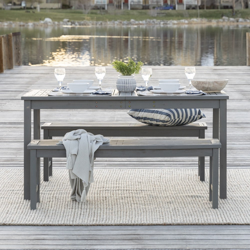Vincent 3-Piece Chevron Outdoor Patio Dining Set - Gray Wash